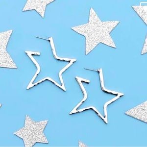 Hammered Silver Star Earrings